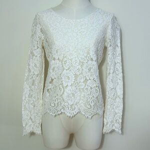 Luba by Hannah Payne -  White Long Sleeve Lace Women's Top -  Size 2